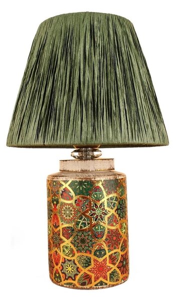 Zelená stolní lampa se stínidlem z papírového výpletu (výška 38 cm) Alev – Opviq lights