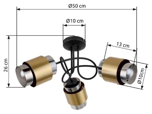 GLOBO 15560-3D MILLEY stropní svítidlo D500mm 3xE27 matná černá, kouřová