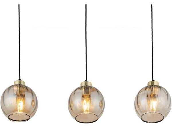 Lustr na lanku DEVI 3xE27/15W/230V černá/kouřová béžová