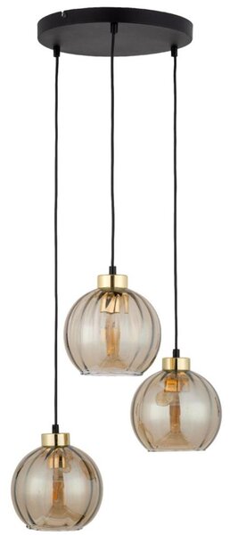 Lustr na lanku DEVI 3xE27/15W/230V černá/kouřová béžová