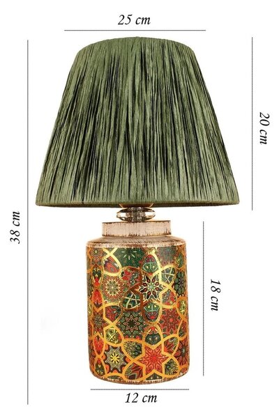 Zelená stolní lampa se stínidlem z papírového výpletu (výška 38 cm) Alev – Opviq lights