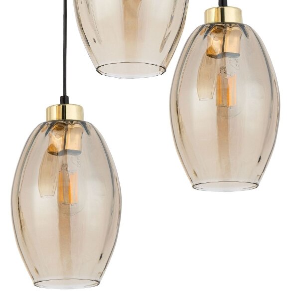 Lustr na lanku SEBO 3xE27/15W/230V černá/kouřová béžová
