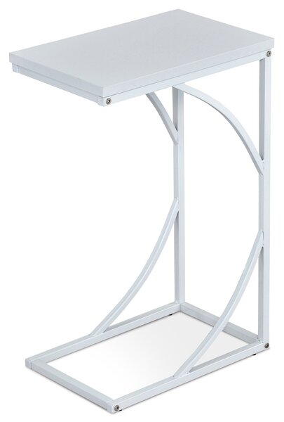 AUTRONIC Přístavný stolek 27x41x63 cm, deska bílé lamino, kovové nohy, bílý mat