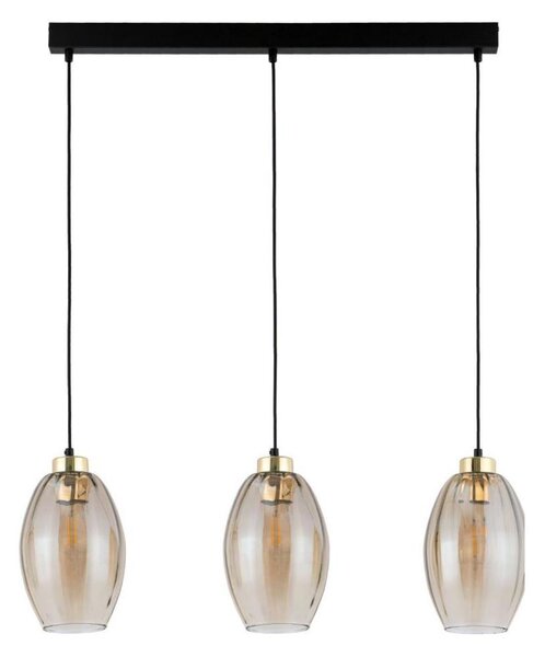Lustr na lanku SEBO 3xE27/15W/230V černá/kouřová béžová