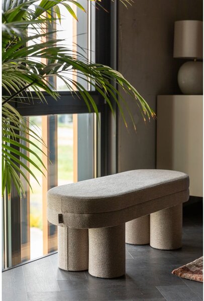 Béžová lavice z textilie bouclé Fern – Dutchbone