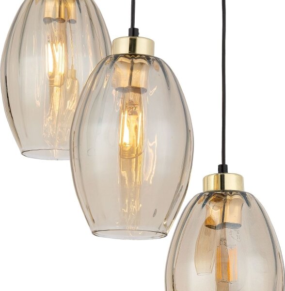 Lustr na lanku SEBO 3xE27/15W/230V černá/kouřová béžová