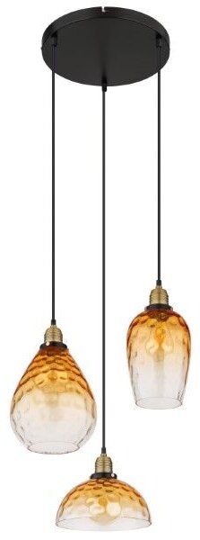 GLOBO 15786-3H1 SALVY závěsné svítidlo D460mm 3xE27 černá, jantarová
