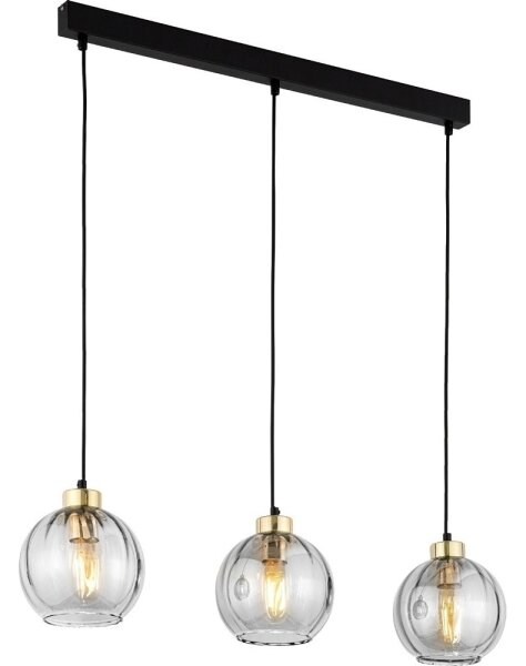 Lustr na lanku DEVI 3xE27/15W/230V černá/kouřová
