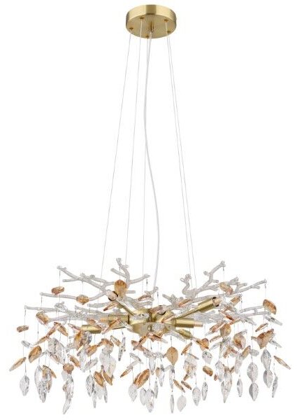 GLOBO 64132-8 DANNA závěsné svítidlo/luster D610mm 8xG9 zlatá, jantarová, průhledná