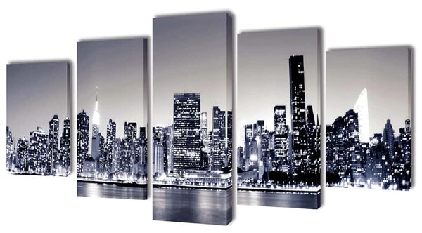 Sada obrazů, tisk na plátně monochromní panoráma New Yorku 100 x 50 cm 241548