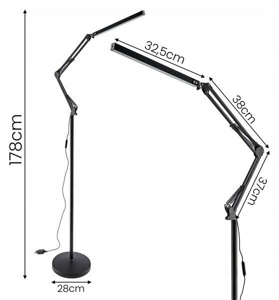 LED stojací lampa 10 W, 3 režimy barvy světla, 350 lm, teplá bílá