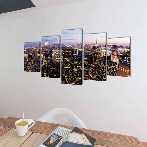 Sada obrazů, tisk na plátně, panoráma New Yorku, 200 x 100 cm 241547