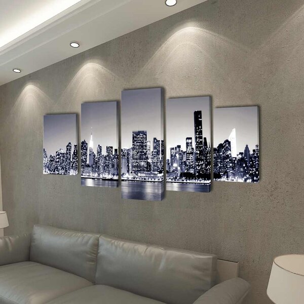 Sada obrazů, tisk na plátně monochromní panoráma New Yorku 100 x 50 cm 241548