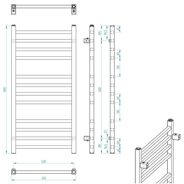 Sapho Sapho, MAKRO topné těleso 450x890 mm, chrom, 0411-03