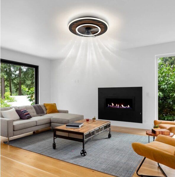 Globo 03668 -LED Stm stropní ventilátor TREVINO LED/36W/230V 2700-6000K černá+DO
