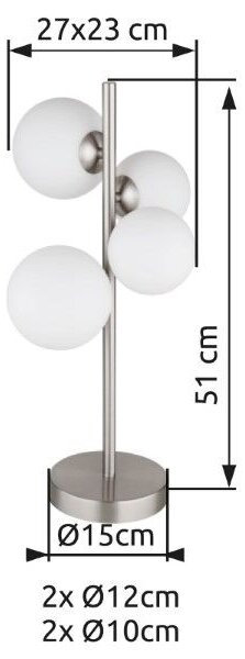 GLOBO 56140-4T RIHA stolní lampa V510mm 4xG9 matný nikl, bílá