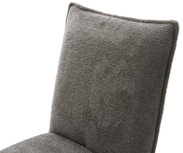 DELIFE Jídelní židle Lelio-Flex bouclé měkký tmavě béžová křížová podnož nerezová ocel 360° otočný houpací funkce taštičkové pružiny