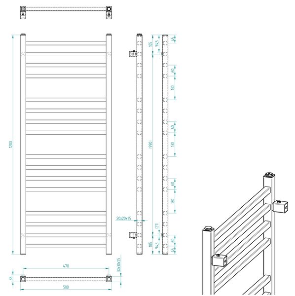 Sapho Sapho, MAKRO topné těleso 500x1200 mm, černý mat, IR410TB