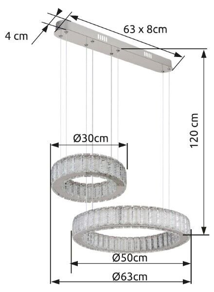 GLOBO 67162-80 MUCKY závěsné svítidlo LED 80W/4405lm 2700-6000K chromová, průhledná, dálkový ovladač