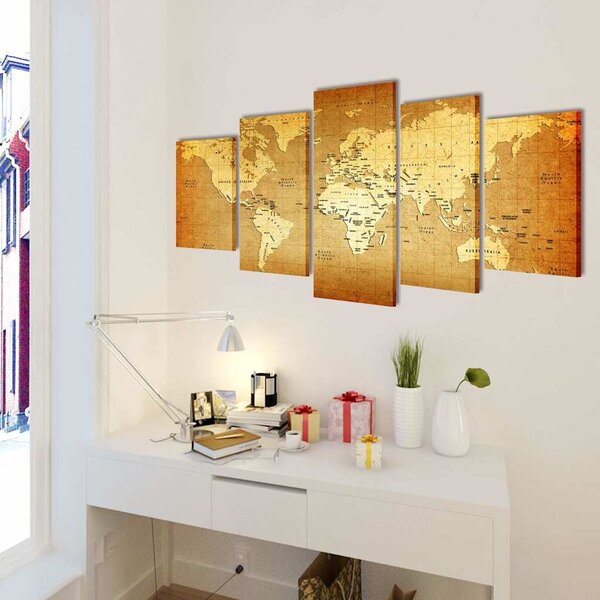 Sada obrazů, tisk na plátně, motiv mapa světa, 100 x 50 cm 241596
