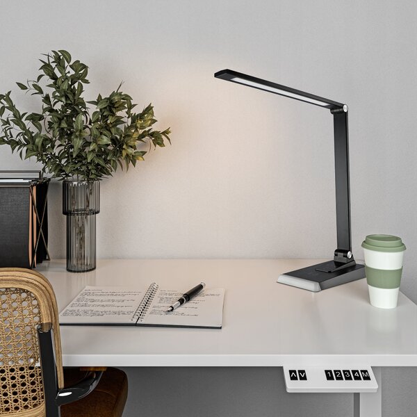 LED stolní lampa, s bezdrátovým nabíjením, s dotykovým ovládáním, stmívatelná