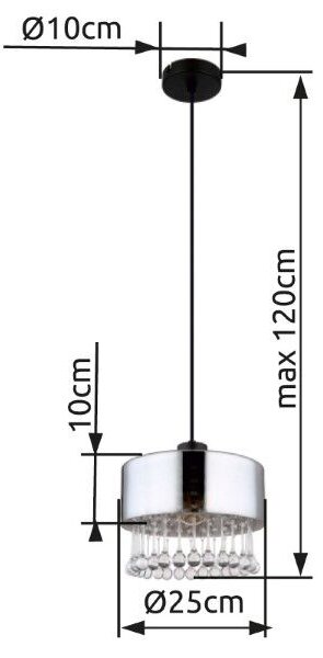GLOBO 15884H1 HENDRY závěsné svítidlo D250mm 1xE27 matná černá, kouřová