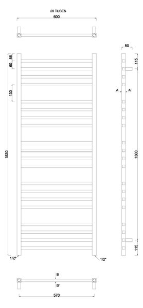 Sapho Sapho, MAKRO topné těleso 600x1530 mm, chrom, 0411-02