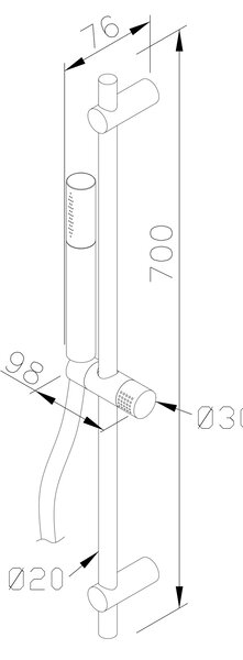 Sapho Sapho, MINIMAL sprchová tyč s posuvným jezdcem, 700mm, nerez, MI001