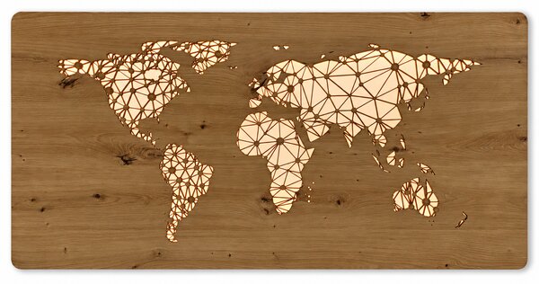 "Mapa světa" světelný obraz s baterií a pohybovým čidlem 120x60 cm provedení povrchu: dub světlý