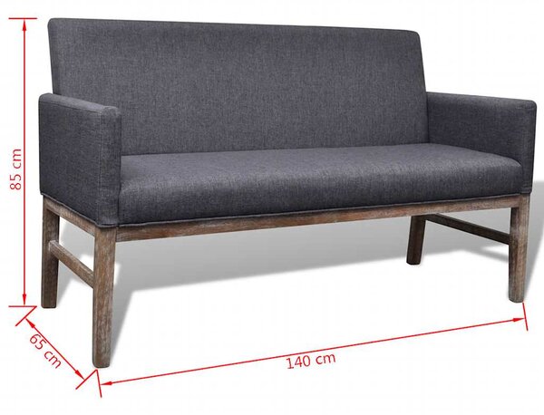 Lavice s polstrovanou poduškou textil kaučukovník tmavě šedá 241664