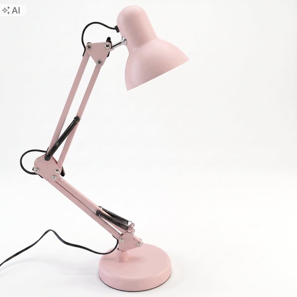 Růžová stolní lampa E27, nastavitelná, s klipsem, IP20