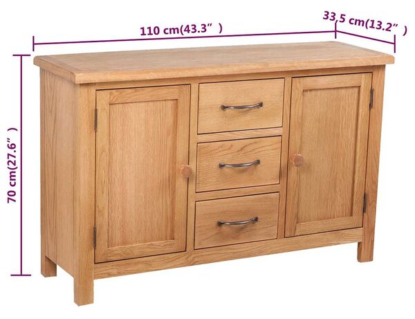 Příborník se 3 zásuvkami 110x33,5x70 cm masivní dubové dřevo 241677