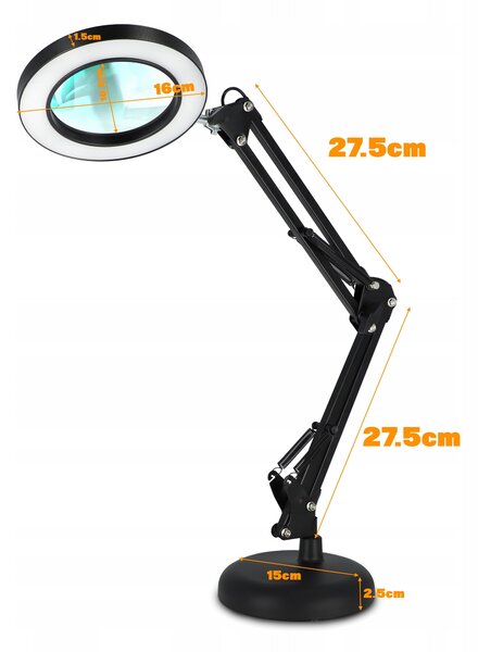 LED stolní lampa, stmívatelná, s lupou, 10 W