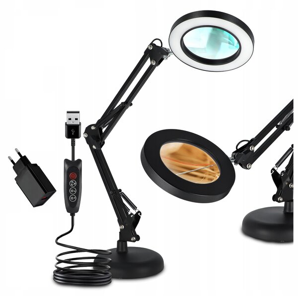 LED stolní lampa, stmívatelná, s lupou, 10 W