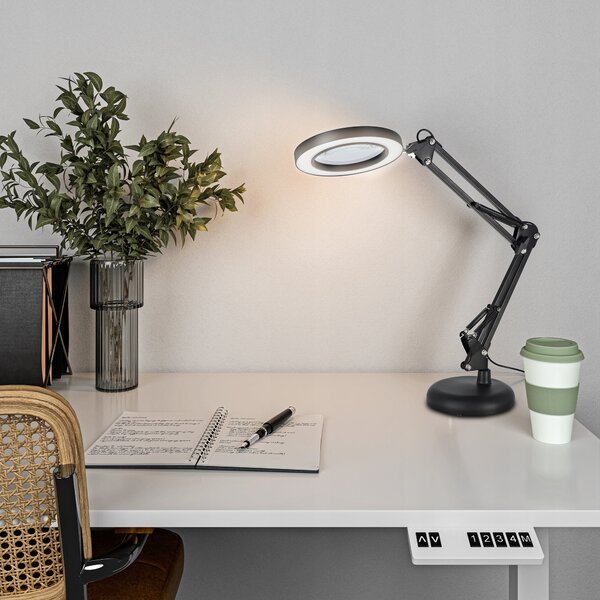 LED stolní lampa, stmívatelná, s lupou, 10 W