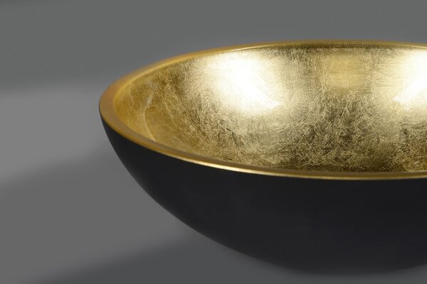 Sapho Sapho, MURANO BLACK-GOLD skleněné umyvadlo 40x14cm, zlata/černá, AL5318-77