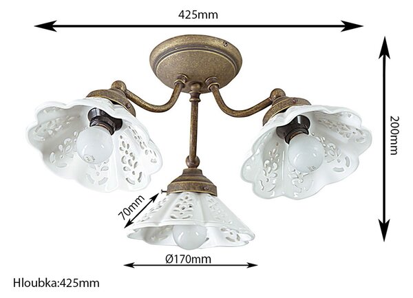 Sapho Sapho, NAPOLI stropní svítidlo 3xE14,40W, 230V, keramické stínítko, bronz, MC613