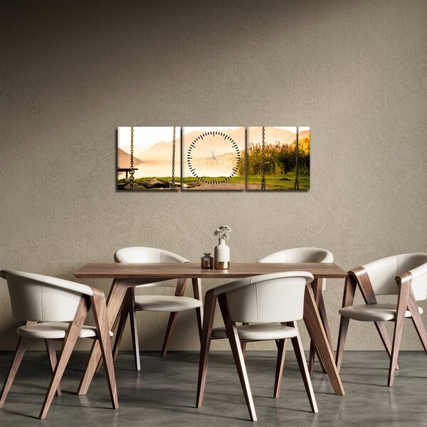Obraz houpačky v přírodě (s hodinami) (90x30 cm)