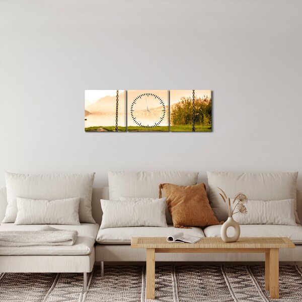 Obraz houpačky v přírodě (s hodinami) (90x30 cm)