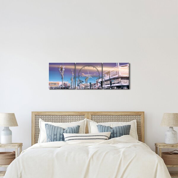 Obraz ulice v Las Vegas (s hodinami) (90x30 cm)
