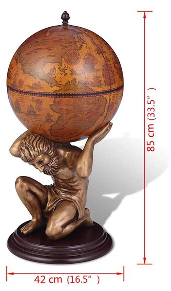 Glóbusový bar stojan na víno design Atlas 42 x 42 x 85 cm 241958