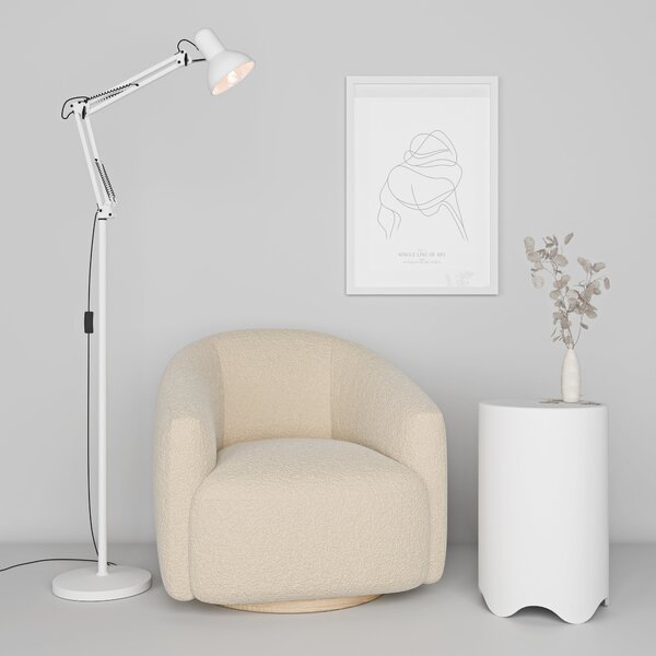 Bílá stojací lampa E27 185 cm, nastavitelná