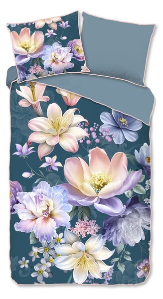 Modré povlečení na jednolůžko/prodloužené z bavlněného saténu 140x220 cm Mirery – Descanso