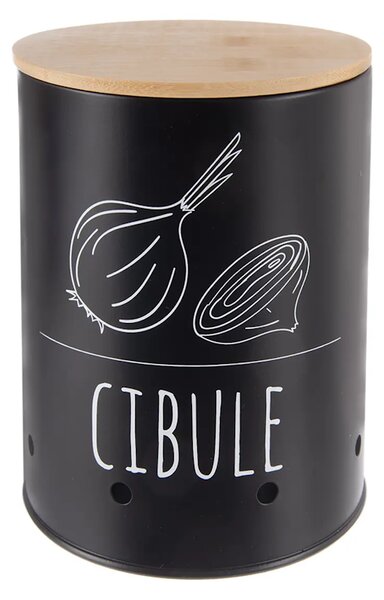 Orion Dóza na cibuli, plech/bambus pr. 13 cm, BLACK CZ