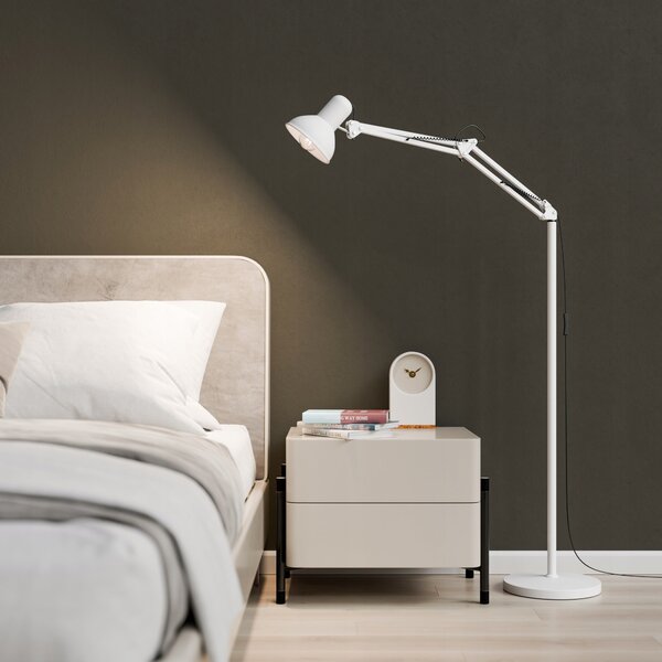 Bílá stojací lampa E27 185 cm, nastavitelná