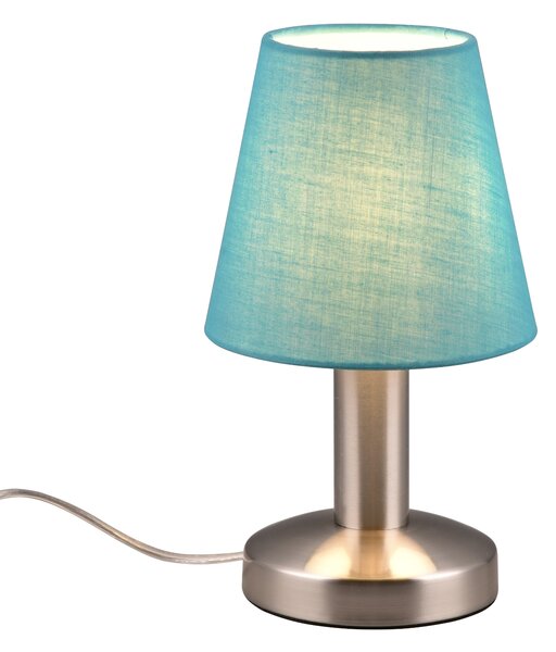 Stolní lampa TOUCH ME 3 tyrkysová/stříbrná, látkové stínítko