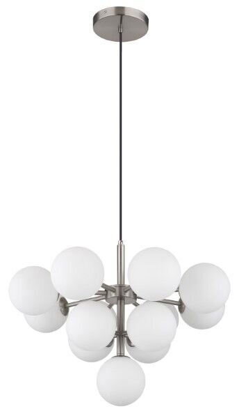 GLOBO 56143-13N GRAPPY závěsné svítidlo D560mm 13xG9 matný nikl, bílá