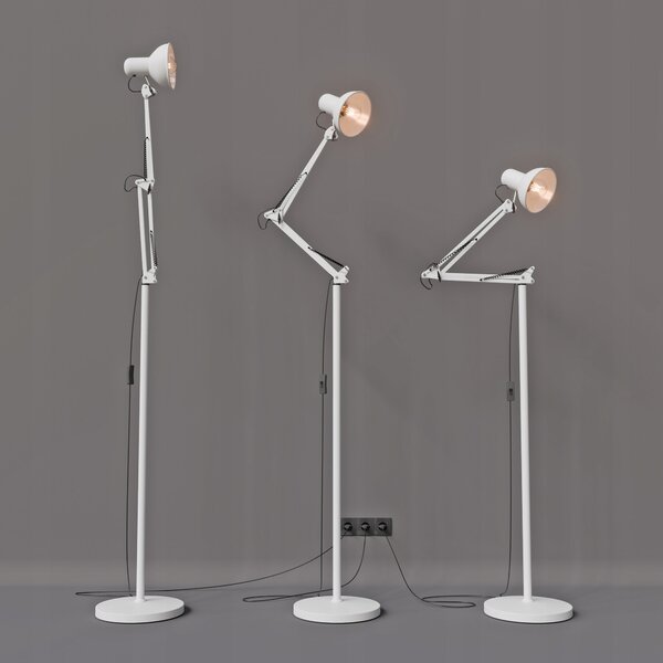 Bílá stojací lampa E27 185 cm, nastavitelná