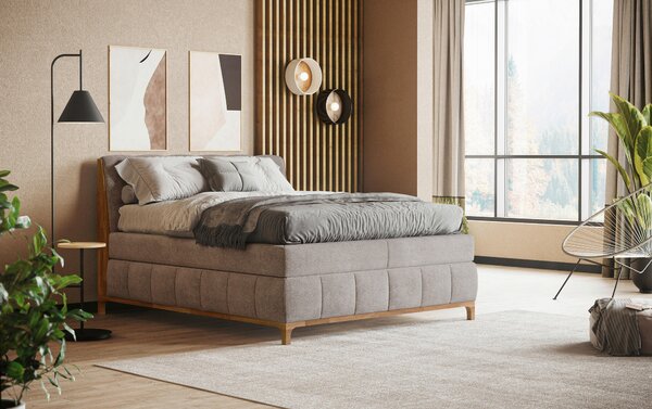 POSTEL BOXSPRING, 160/200 cm, pískové barvy MID.YOU - Manželské postele, Online Only