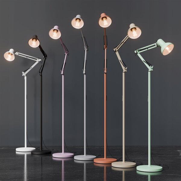 Bílá stojací lampa E27 185 cm, nastavitelná